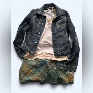 Hollister Green and Mustard Plaid Mini Skirt